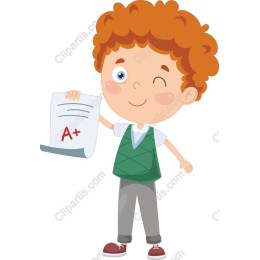 Cheerful Boy Holding A+ Report Card