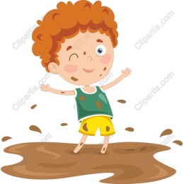 Playful Boy in Mud
