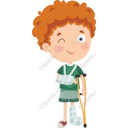 Cheerful Boy on Crutches