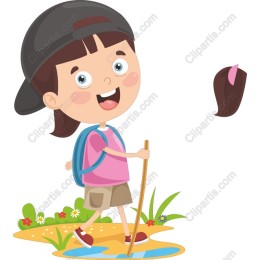 Cheerful Girl Hiking