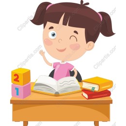Cheerful Girl Studying