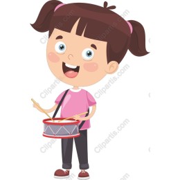 Cheerful Girl Drumming