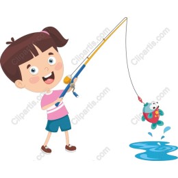 Cheerful Girl Fishing