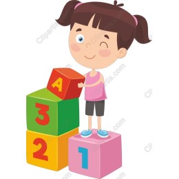 Adorable Girl with Building Blocks