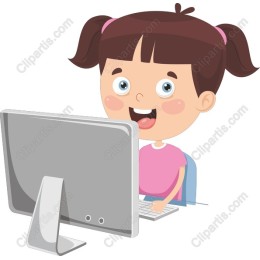 Cheerful Girl at Computer