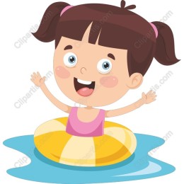 Cheerful Girl in Inflatable Ring