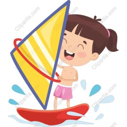 Cheerful Child Windsurfing