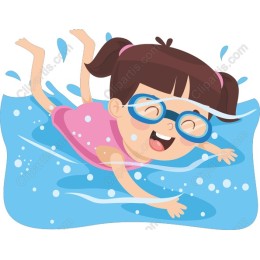 Cheerful Girl Swimming