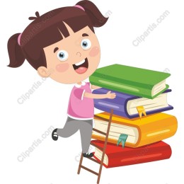 Cheerful Girl Climbing Books