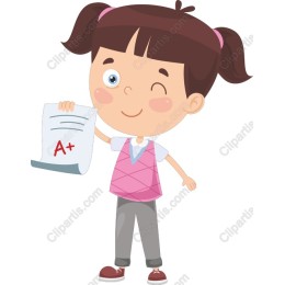 Cheerful Girl with A+ Report Card