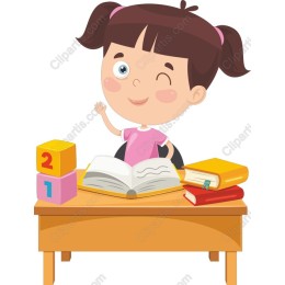 Cheerful Girl Studying