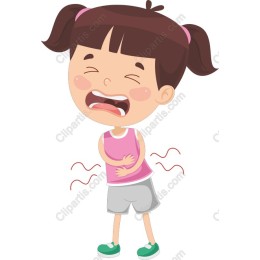 Whimsical of a Distressed Girl Holding Her Stomach