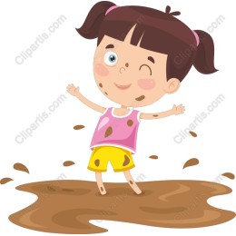 Joyful Girl Playing in Mud