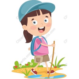 Cheerful Girl Hiking