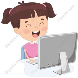 Cheerful Girl at Computer