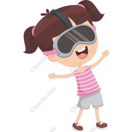 Cheerful Girl with Virtual Reality Goggles