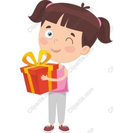 Cheerful Girl Holding Gift