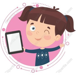 Cheerful Girl with Tablet