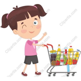 Cheerful Girl with Shopping Cart
