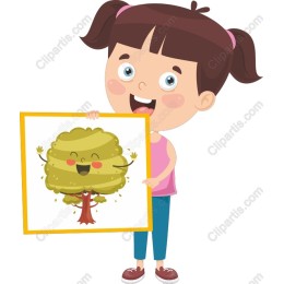 Cheerful Girl with Tree