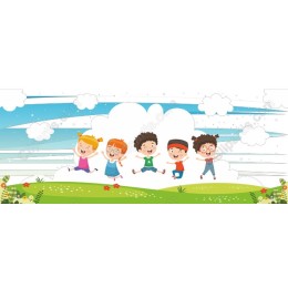 Happy Kids in a Green Landscape