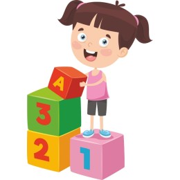 Cheerful Girl with Colorful Learning Blocks