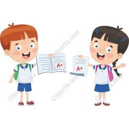 Cheerful School Children A+ Celebration