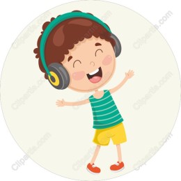 Cheerful Cartoon Boy with Headphones