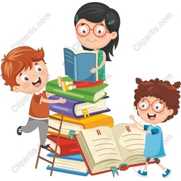 Joyful Readers on a Stack of Books - for Education and Literacy