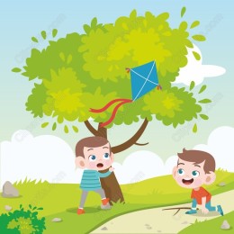 Whimsical Kite Flying Boys