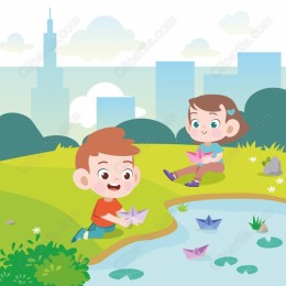 Playful Kids Making Paper Boats