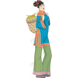 Traditional Woman with Fruit Basket