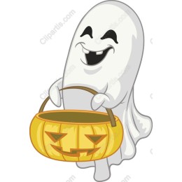 Charming Halloween Ghost with Pumpkin Bucket