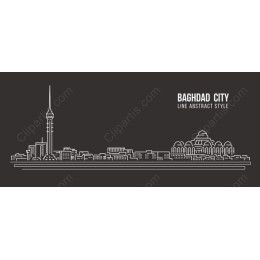 Baghdad City Skyline in Line Abstract Style