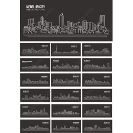 Urban Skyline Set - Line Art
