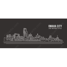 Omaha City Skyline Line Art