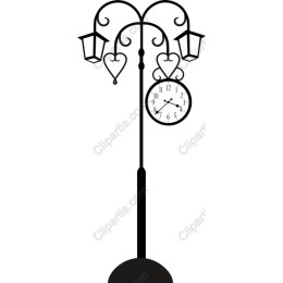 Elegant Vintage Street Lamp with Clock and Heart Motifs