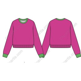 Vibrant Cropped Sweatshirt in Pink and Green