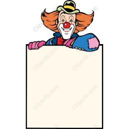 Cheerful Clown Holding Sign