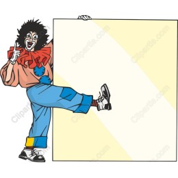 Cheerful Clown with Blank Canvas