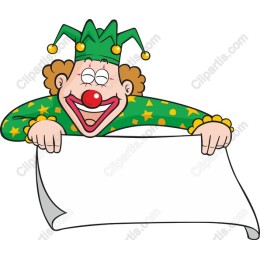 Cheerful Clown Holding Banner