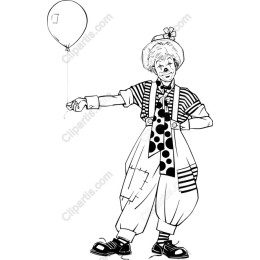 Cheerful Clown Holding Balloon
