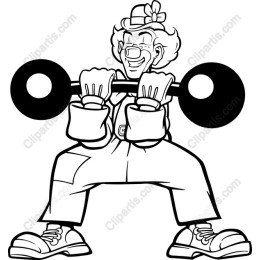 Whimsical Clown Weightlifting