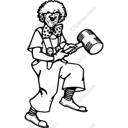 Playful Clown with Giant Mallet