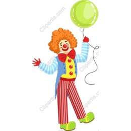 Cheerful Clown with Green Balloon