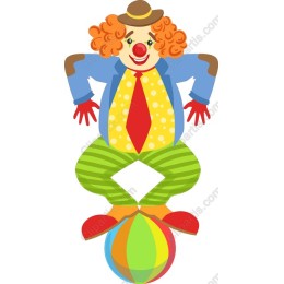 Colorful Clown Balancing on a Beach Ball