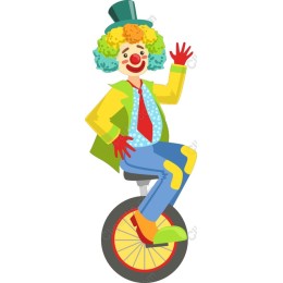 Whimsical Clown on Unicycle