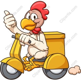 Cheerful Chicken Delivery Scooter