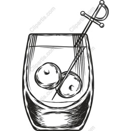 Classic Cocktail Glass with Olives