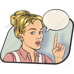 Retro Pop-Art Female Character with Speech Bubble